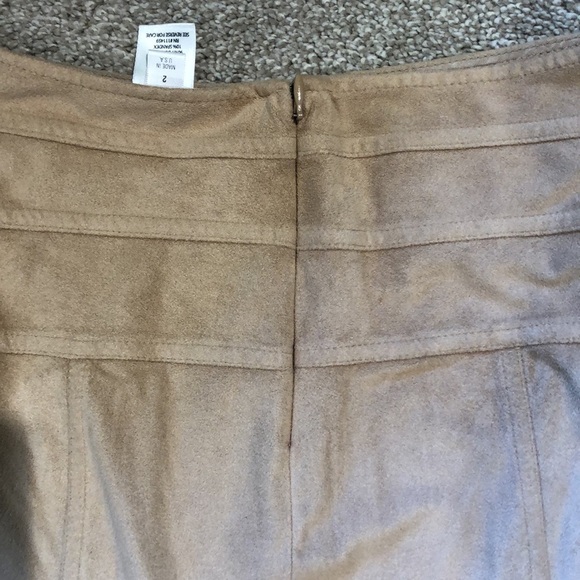 White House black market ultrasuede camel color swing midi skirt flare bottom 2 - Picture 5 of 9